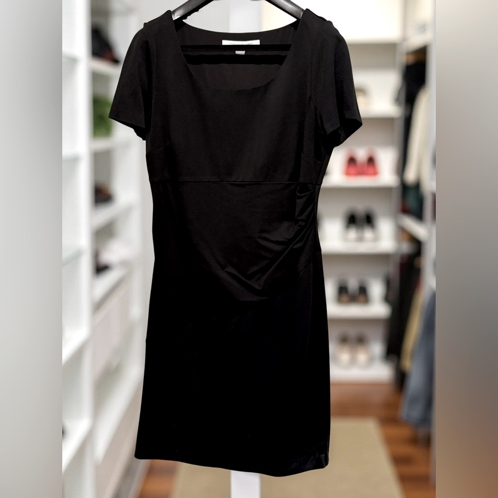 Diane Von Furstenberg EUC Sz 14 Classic Black Short Sleeve Mini Dress (0532)